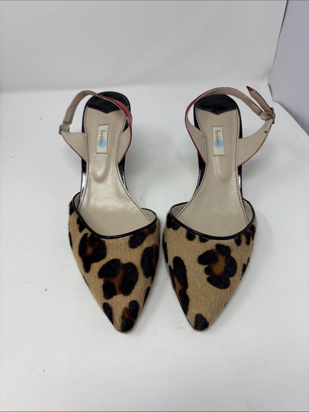 Boden | 38 Leopard Print Pointed Toe Ankle Strap Women’s Heels